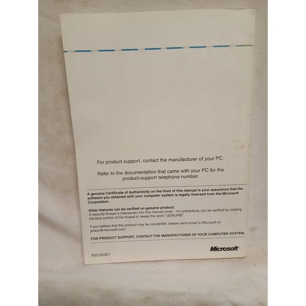 Microsoft Windows 95 OEM Manual COA Certificate Authenticity Vintage X03-50321